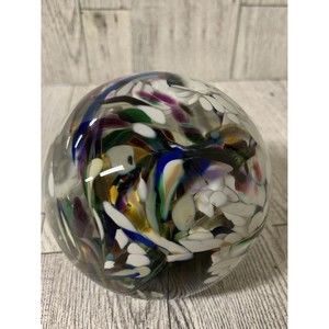 Mad‎ Art Studio Glass Ball Shape Paperweight Signed 2000